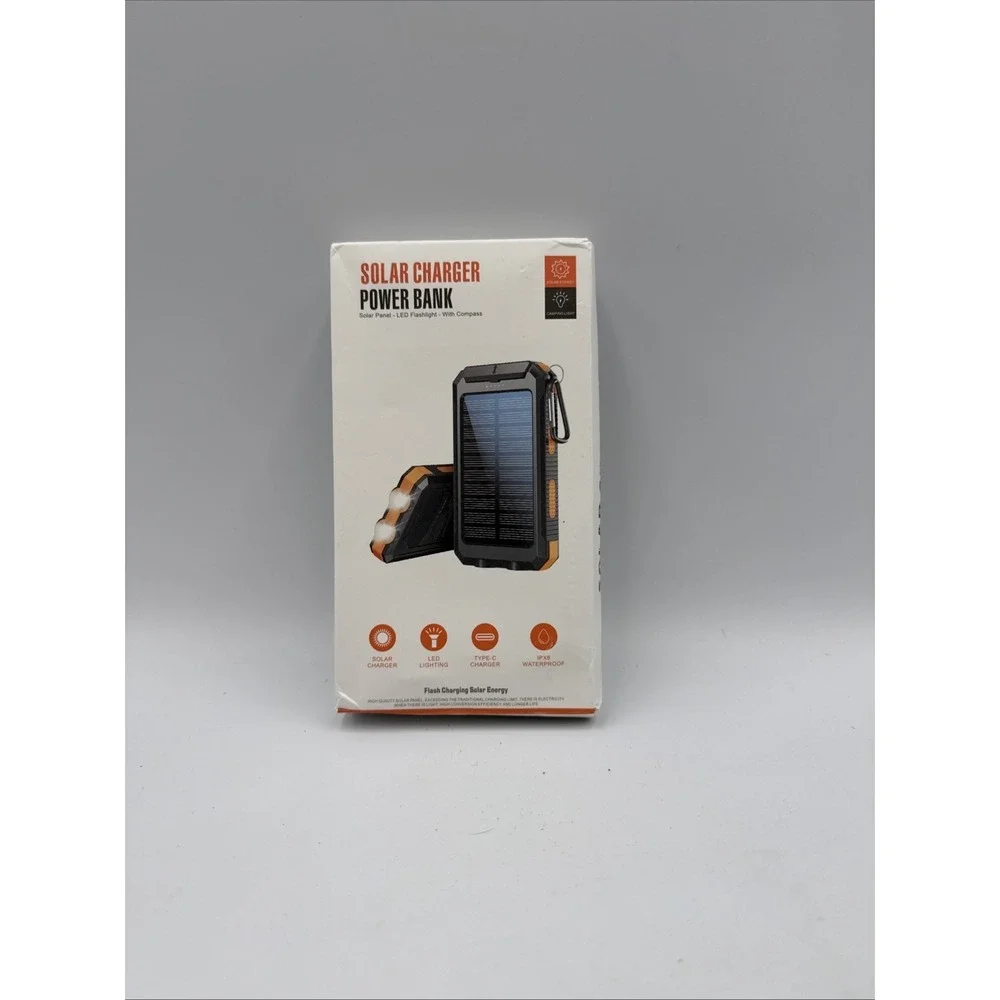 20000mAh Solar Charger Power Bank Waterproof Dual USB Flashlight iPhone/android